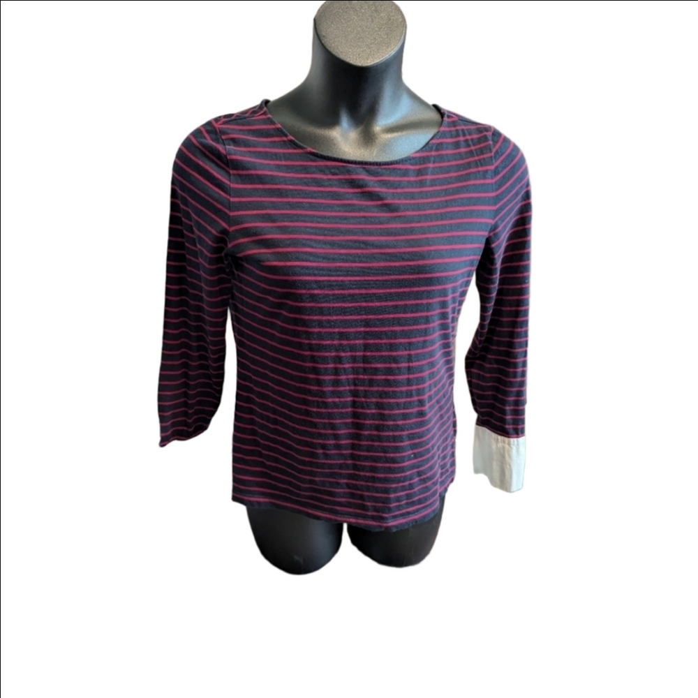 Brooks Brother's Red Fleece Striped top with white cuffs size med office…
